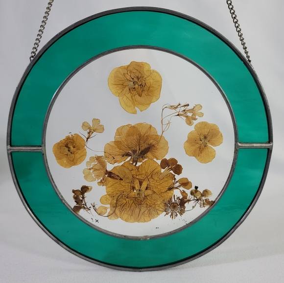 Stained Glass Dried Pressed Flowers Suncatcher - Picture 2 of 11